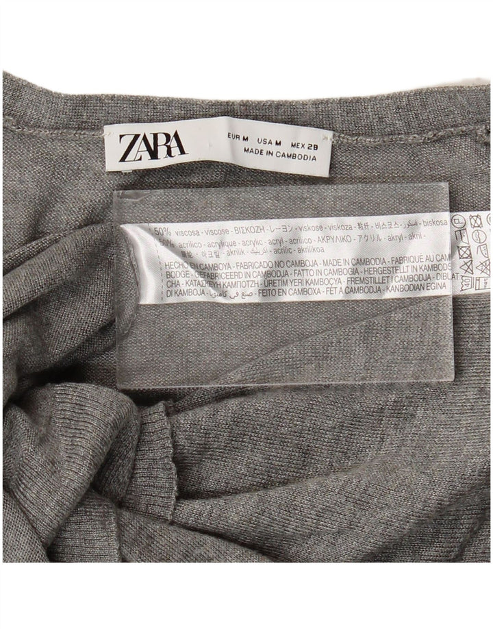 Maglione cardigan da donna Zara UK 14 Viscosa grigio medio