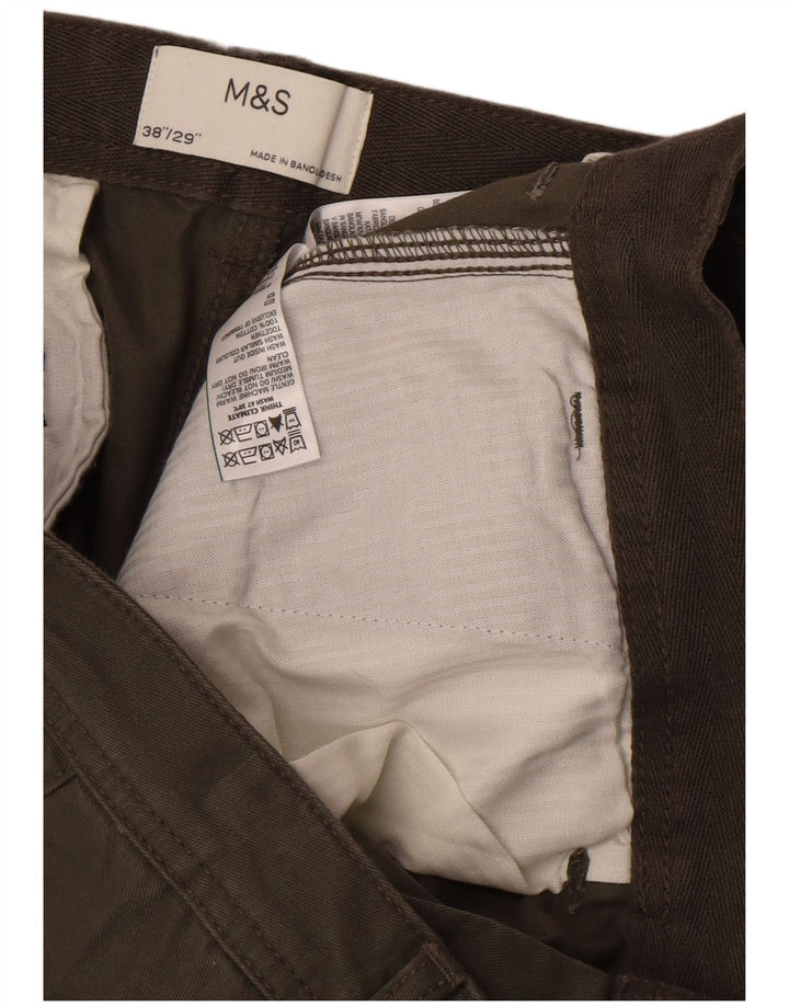 Pantaloni cargo dritti da uomo Marks & Spencer W38 L29 cotone kaki