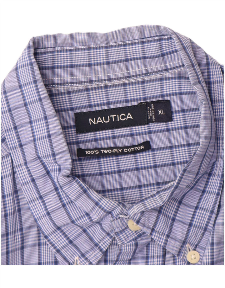 Camicia a maniche corte da uomo Nautica XL in cotone a quadri blu