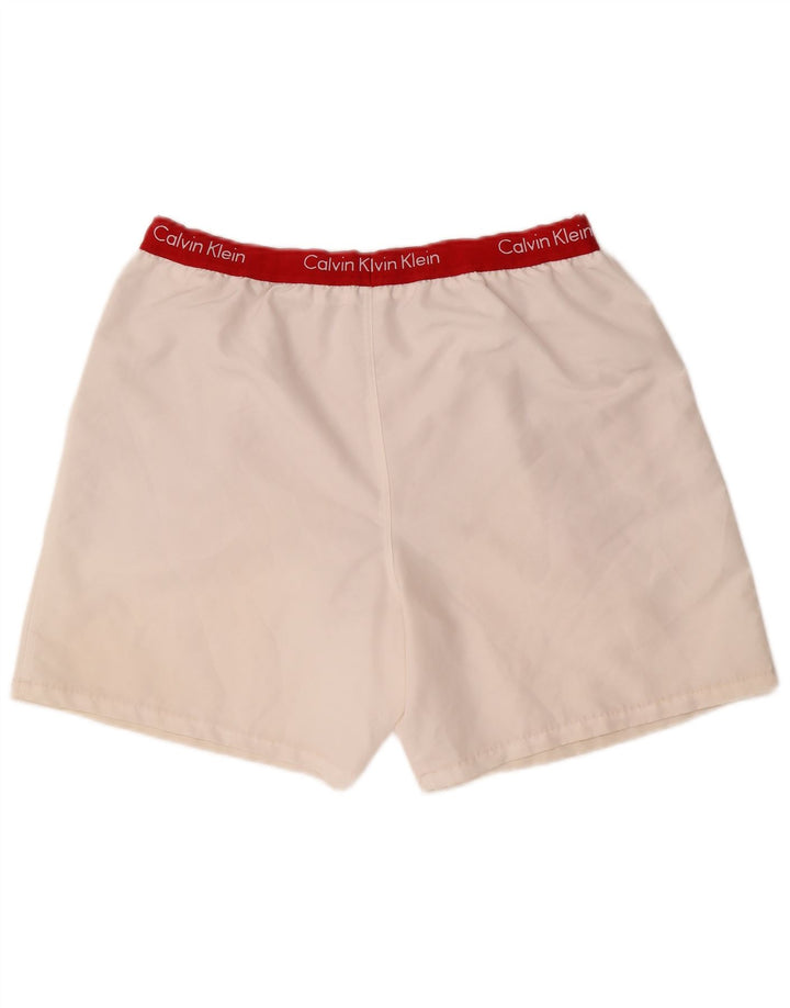 CALVIN KLEIN Mens Graphic Swimming Shorts XL  White Colourblock Polyester