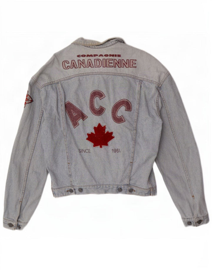 Giacca in denim grafico da uomo Compagnie Canadienne UK 38 Blu medio