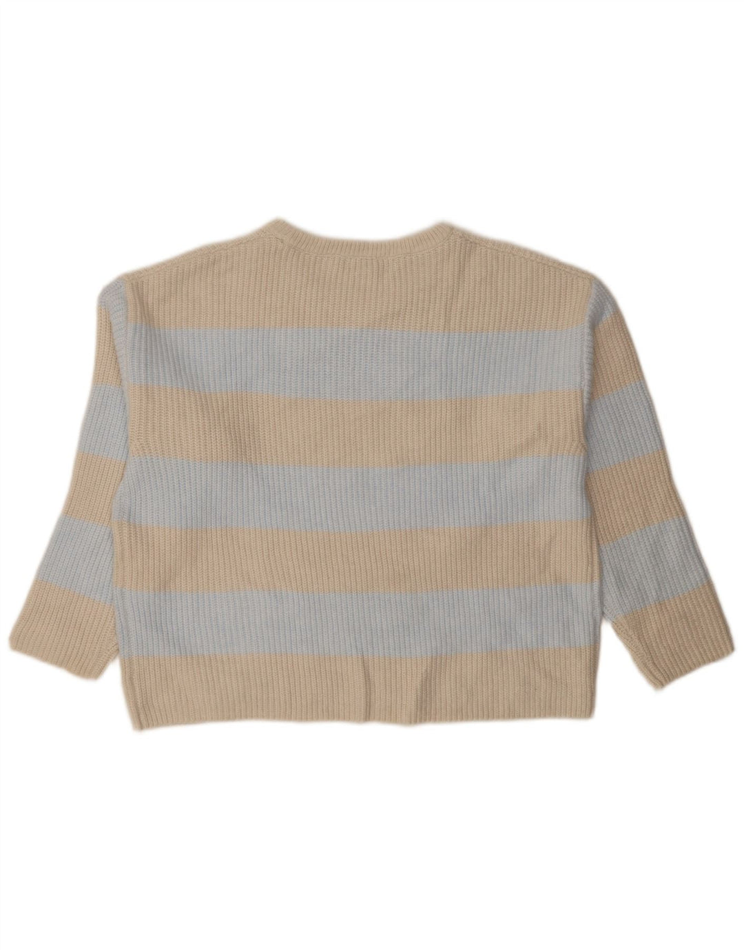 Maglione maglione girocollo da donna Marks & Spencer UK 14 a righe beige medio
