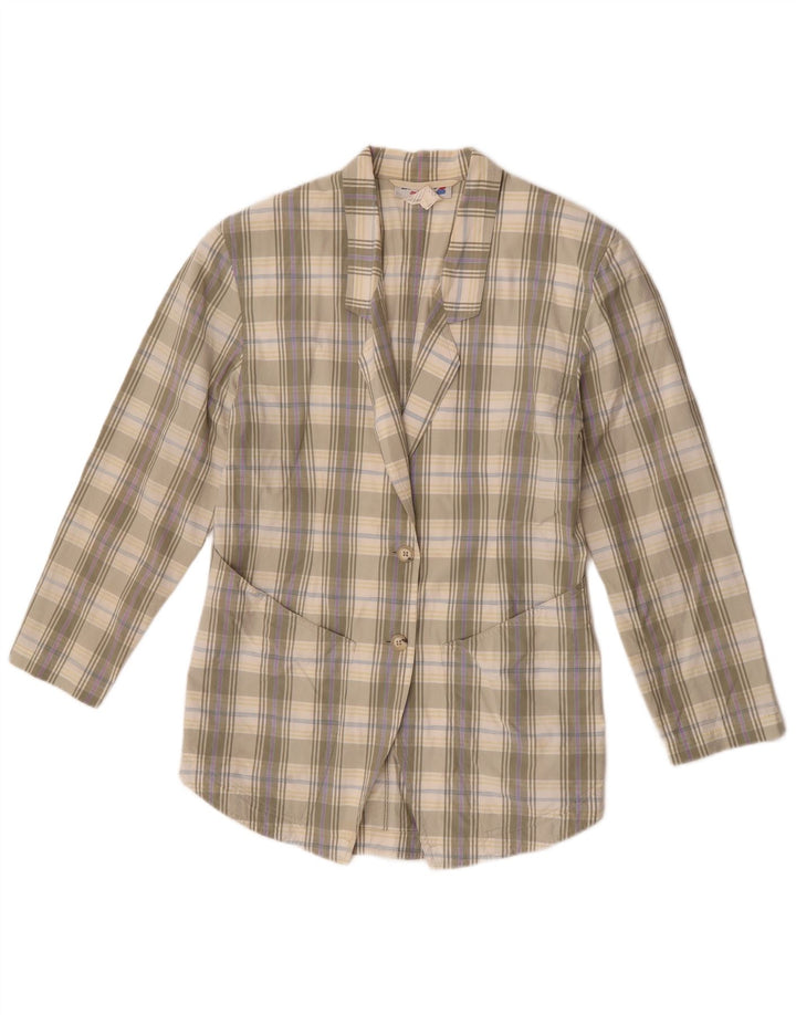Giacca blazer vintage da donna a 2 bottoni EU 38 verde medio a quadri