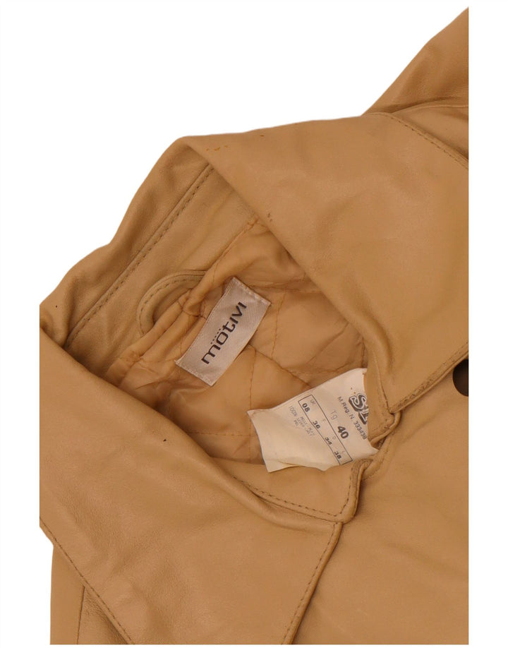 Giacca in pelle da motociclista da donna MOTIVI UK 8 piccola in pelle beige