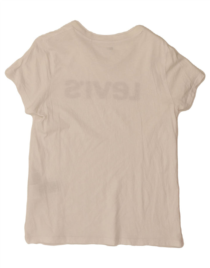 LEVI'S Womens Graphic T-Shirt Top UK 14 Medium White Cotton Vintage Levi's and Second-Hand Levi's from Messina Hembry 