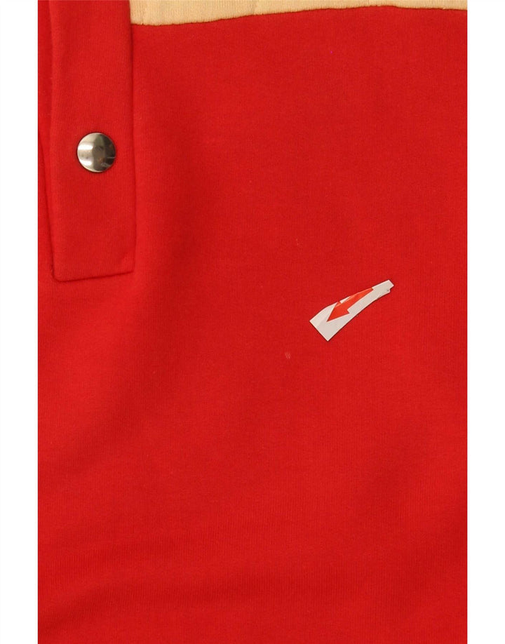 Felpa vintage da uomo con collo abbottonato IT 48 Colorblock rosso medio