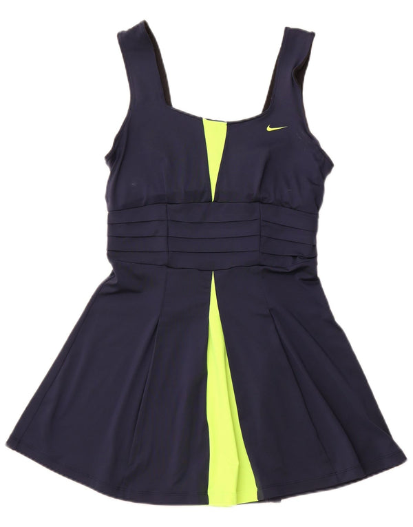 NIKE Costume da bagno Dri Fit da donna UK 12 Poliestere color block medio blu navy