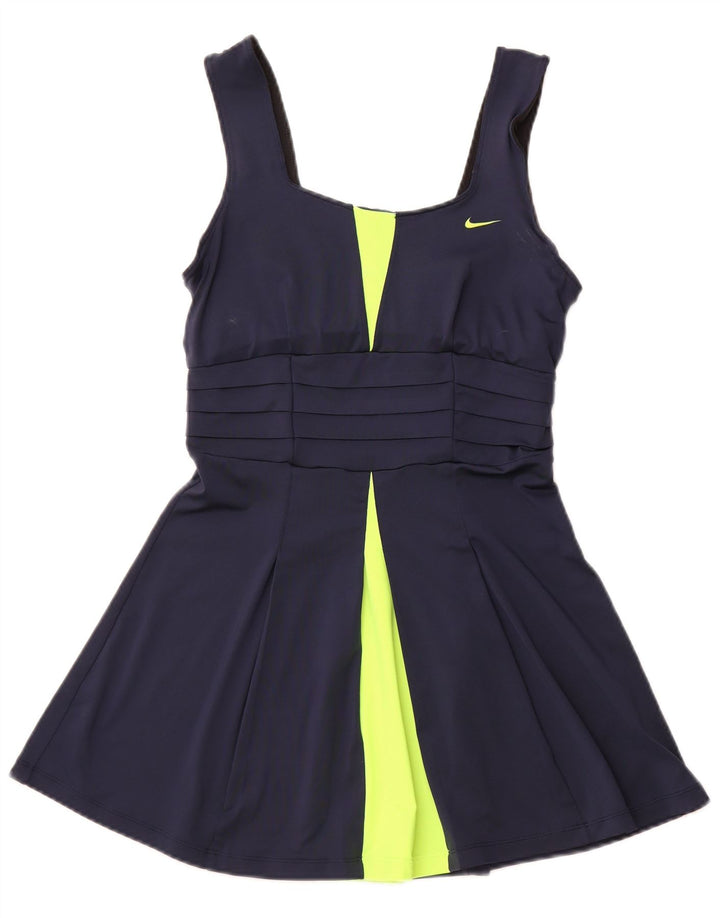 NIKE Costume da bagno Dri Fit da donna UK 12 Poliestere color block medio blu navy