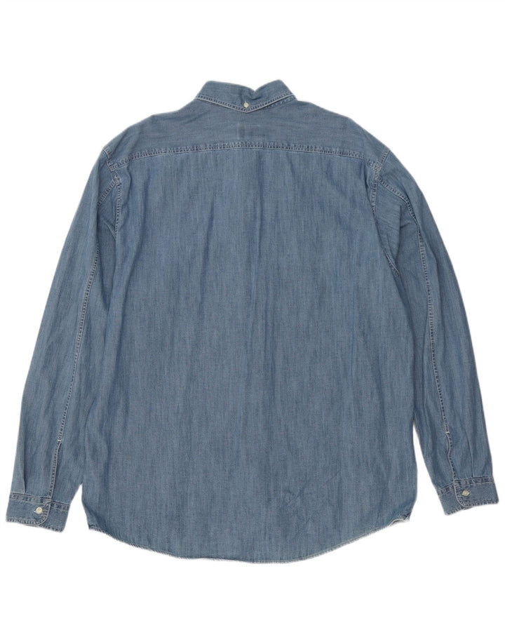 Camicia di jeans vestibilità regolare da uomo Lacoste taglia 44 XL cotone blu