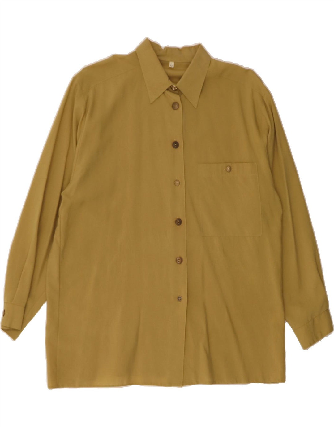 VINTAGE Womens Shirt Blouse EU 42 Large Khaki Viscose Vintage Vintage and Second-Hand Vintage from Messina Hembry 