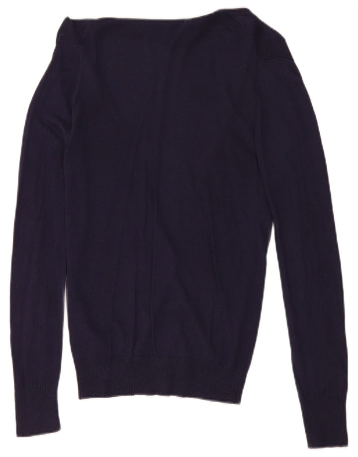 Maglione cardigan da donna Massimo Dutti UK 12 Seta blu navy media