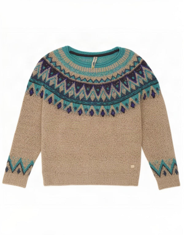 Maglione maglione con scollo a barca da donna Weird Fish UK 8 Small Beige Fair Isle