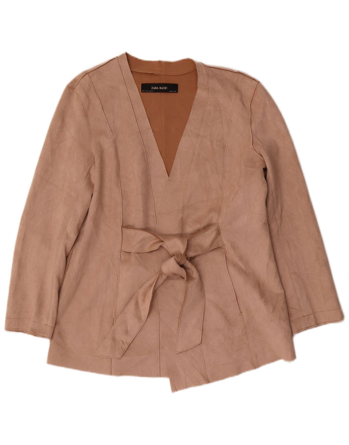 Giacca blazer da donna in pelle scamosciata sintetica Zara UK 12 Beige medio