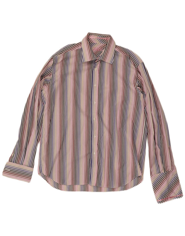 Camicia formale da uomo Ted Baker taglia 17 1/2 XL cotone a righe multicolore