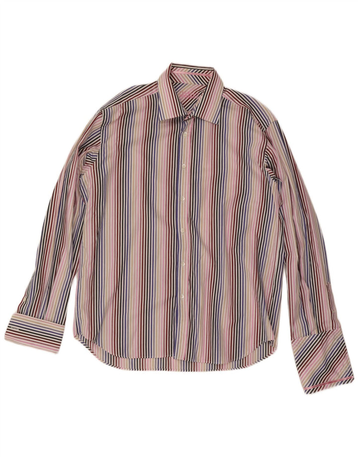 Camicia formale da uomo Ted Baker taglia 17 1/2 XL cotone a righe multicolore