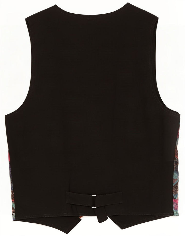 Gilet corto da donna vintage con motivo astratto UK 10 piccolo multicolore