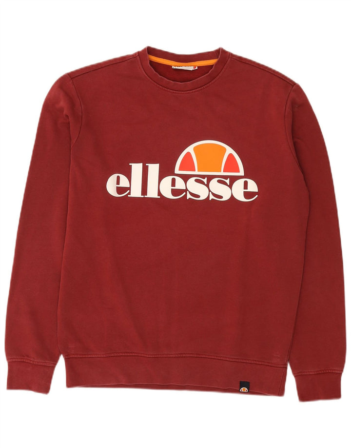 ELLESSE Mens Graphic Sweatshirt Jumper Small Burgundy Cotton