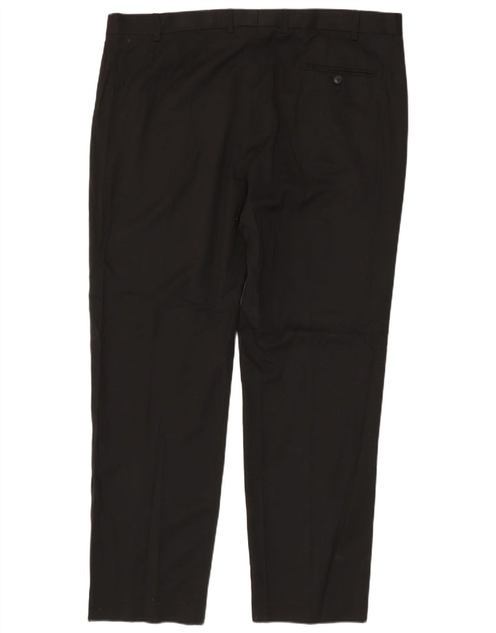 Pantaloni da abito regolari dritti da uomo Marks & Spencer W42 L33 poliestere nero