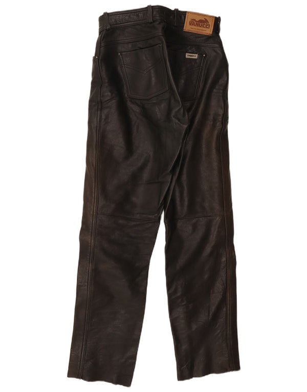 Vannucci Womens Leather Moto Racer Trousers W29 L29 Black