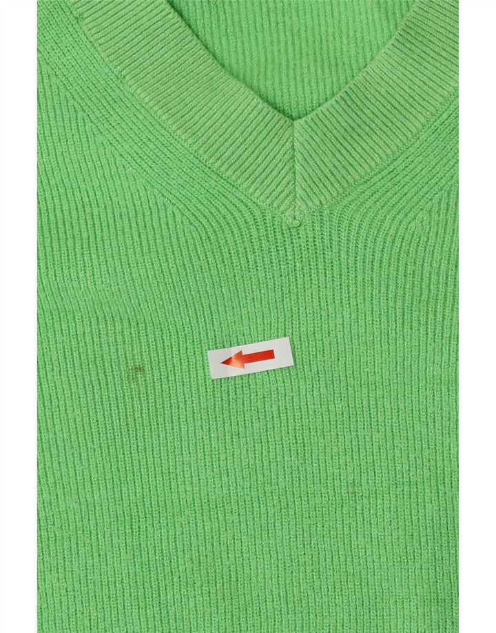 Maglione maglione con scollo a V da donna Marks & Spencer UK 16 grande viscosa verde