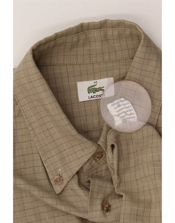 Camicia da uomo Lacoste taglia 40 cotone a quadri beige medio
