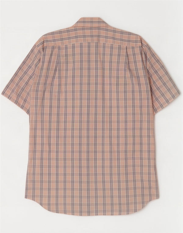 Camicia a maniche corte da uomo Hugo Boss taglia 16 1/2 42 grande quadretto multicolore