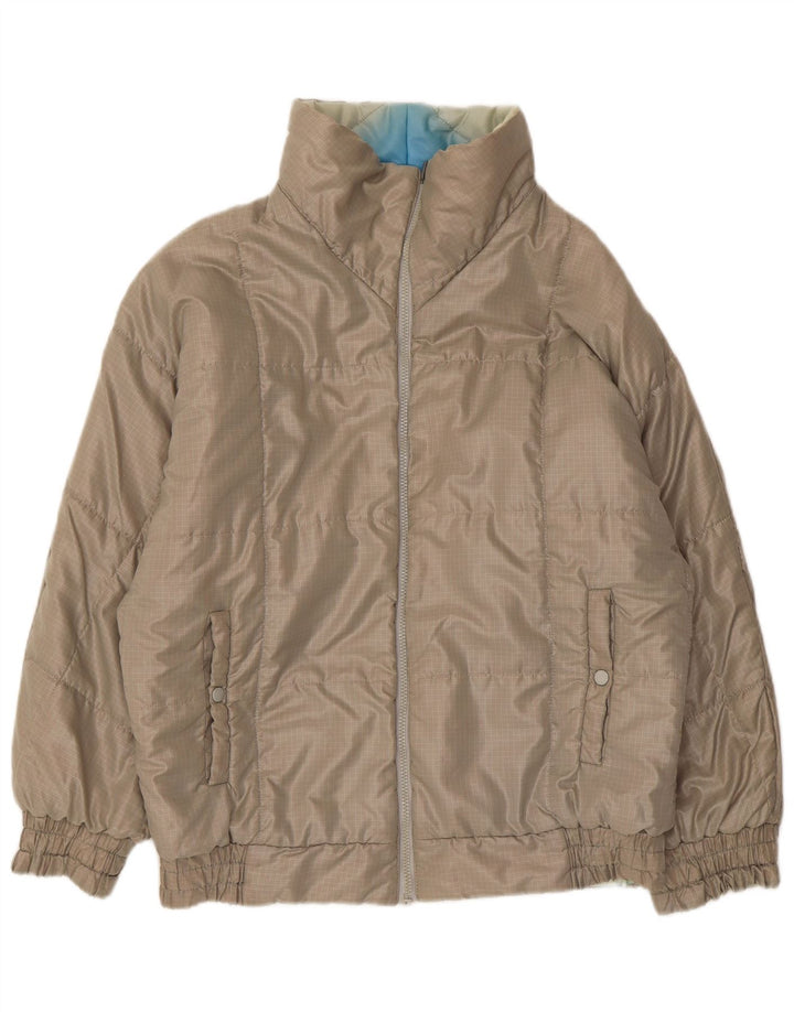Giacca imbottita da donna vintage UK 14 Chevron blu medio sintetico