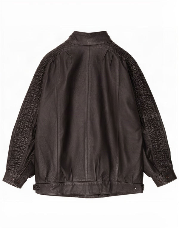 Giacca in pelle da donna vestibilità ampia John Paterson UK 18 XL nera