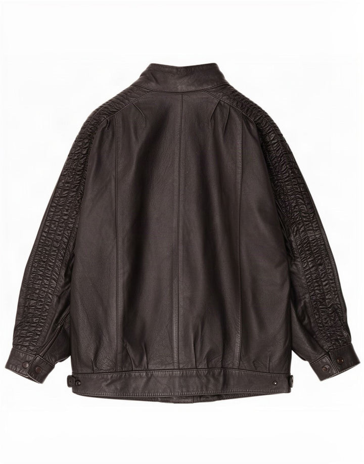 Giacca in pelle da donna vestibilità ampia John Paterson UK 18 XL nera