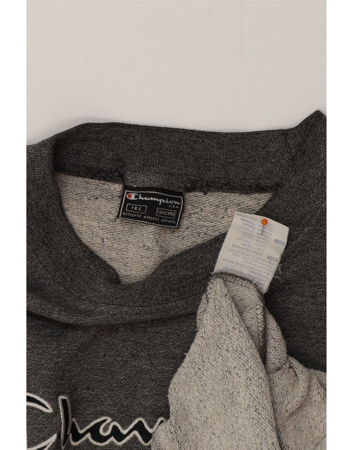 CHAMPION Boys Graphic Sweatshirt Jumper 13-14 Years Grey Cotton Vintage Champion and Second-Hand Champion from Messina Hembry 