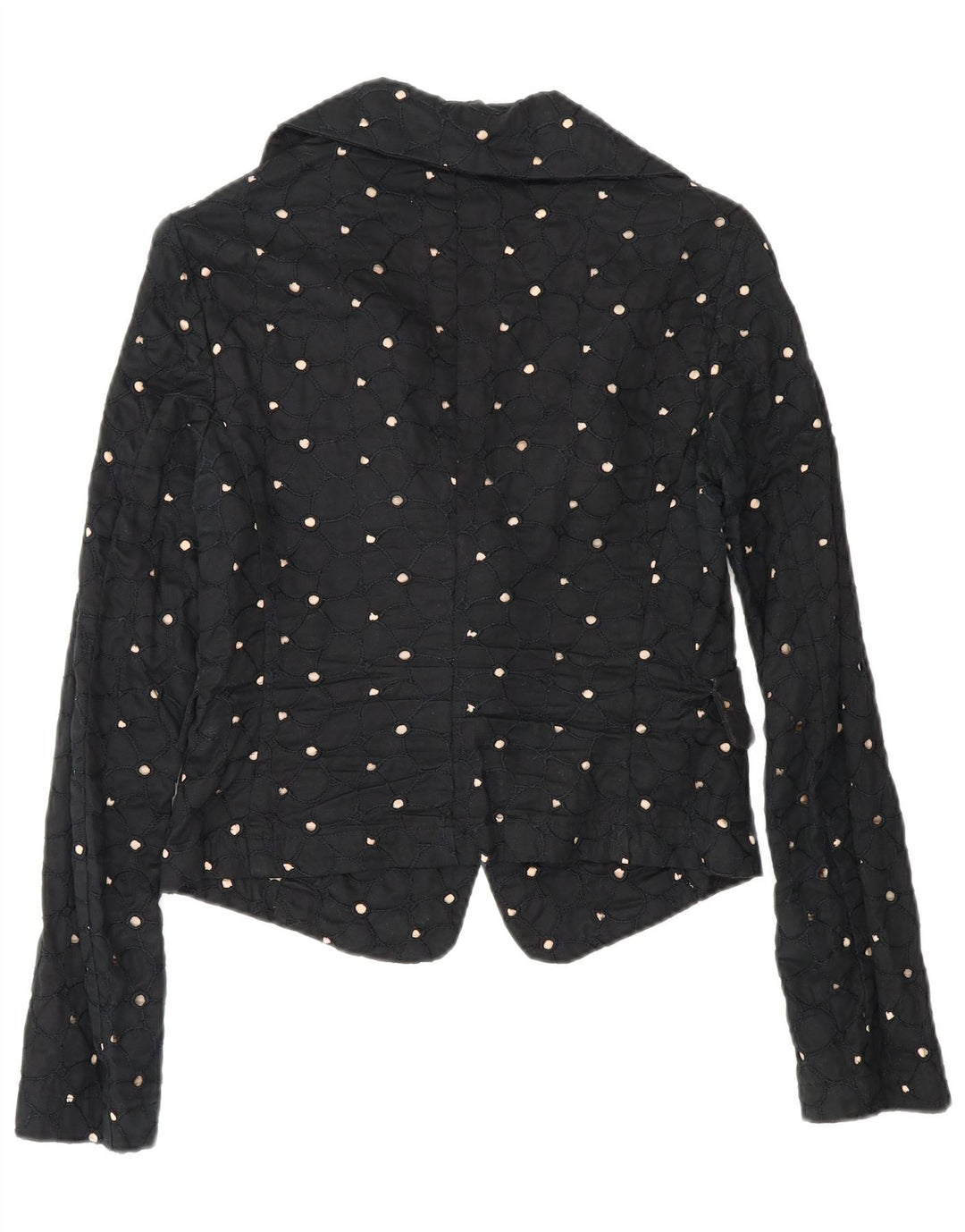 Giacca blazer a 2 bottoni corta da donna Benetton IT 42 media nera maculata