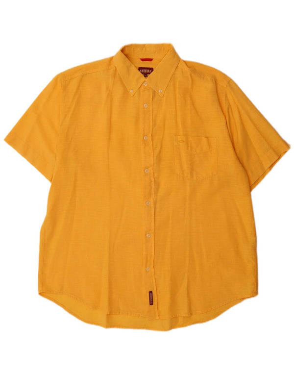Camicia a maniche corte da uomo Carrera 2XL in cotone giallo