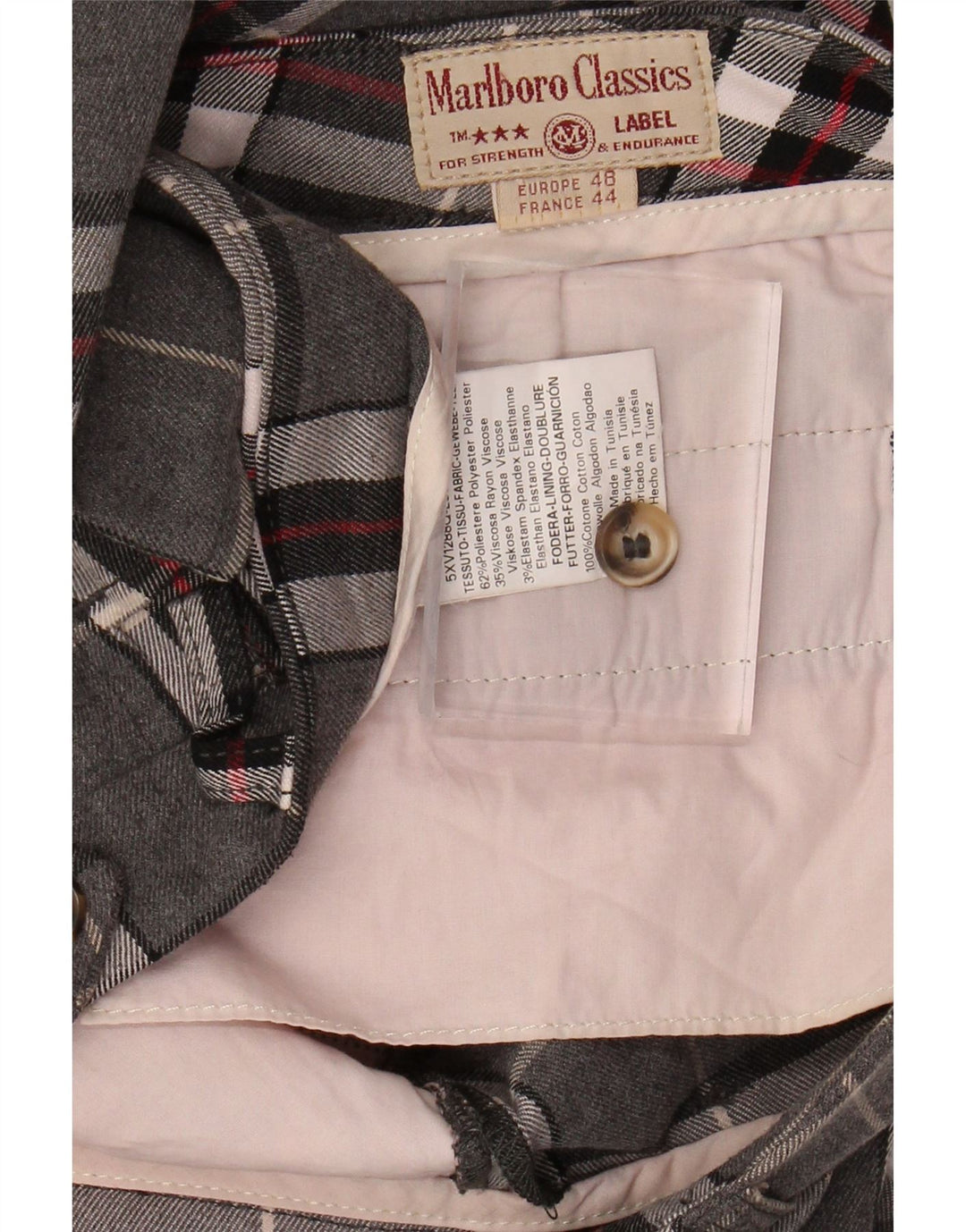 MARLBORO CLASSICS Pantaloni casual dritti da donna W34 L27 a quadri grigi