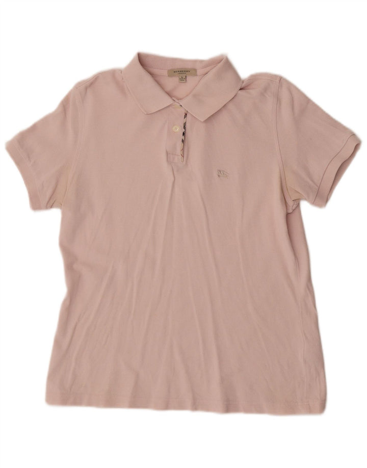 Polo da donna Burberry UK 16 grande cotone rosa