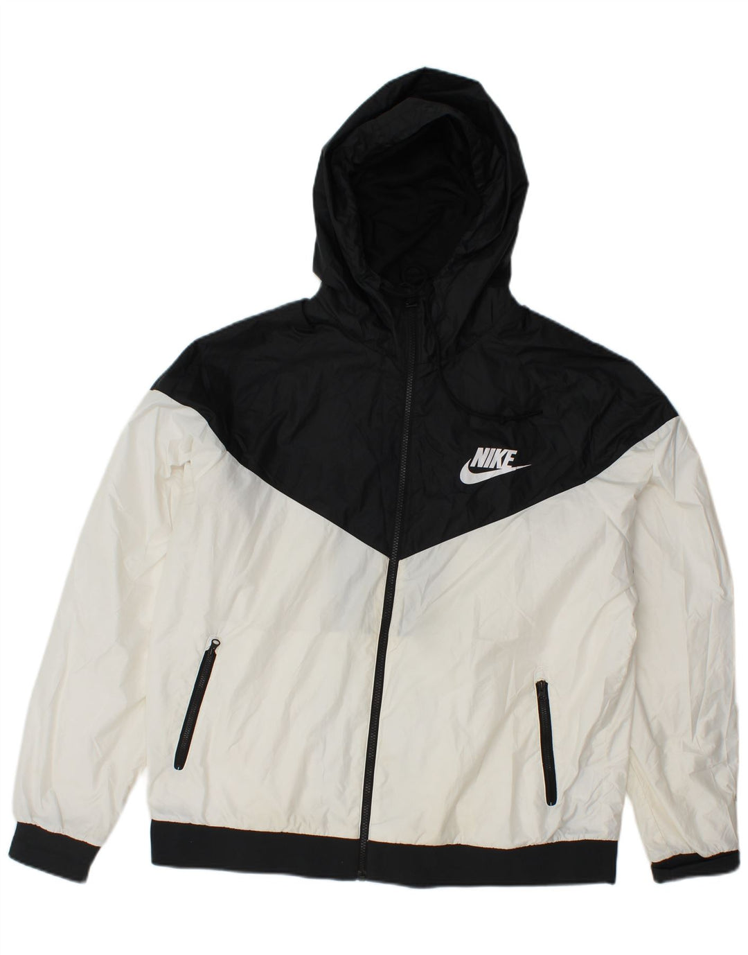 Giacca da tuta da uomo con cappuccio NIKE XL in poliestere color block bianco