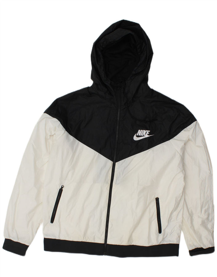 Giacca da tuta da uomo con cappuccio NIKE XL in poliestere color block bianco