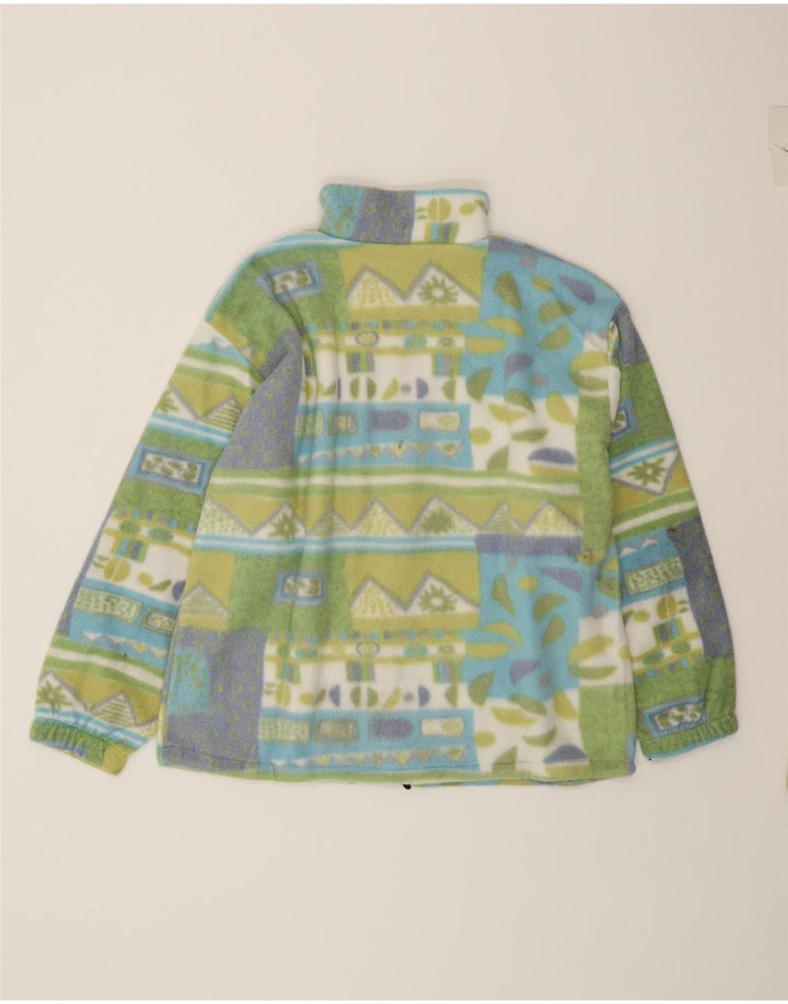 VINTAGE Womens Fleece Jacket UK 16 Large Green Geometric Polyester Modern Vintage Vintage and Second-Hand Vintage from Messina Hembry 