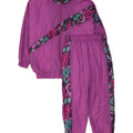 Tuta intera oversize da donna vintage UK 16 Grande nylon geometrico viola
