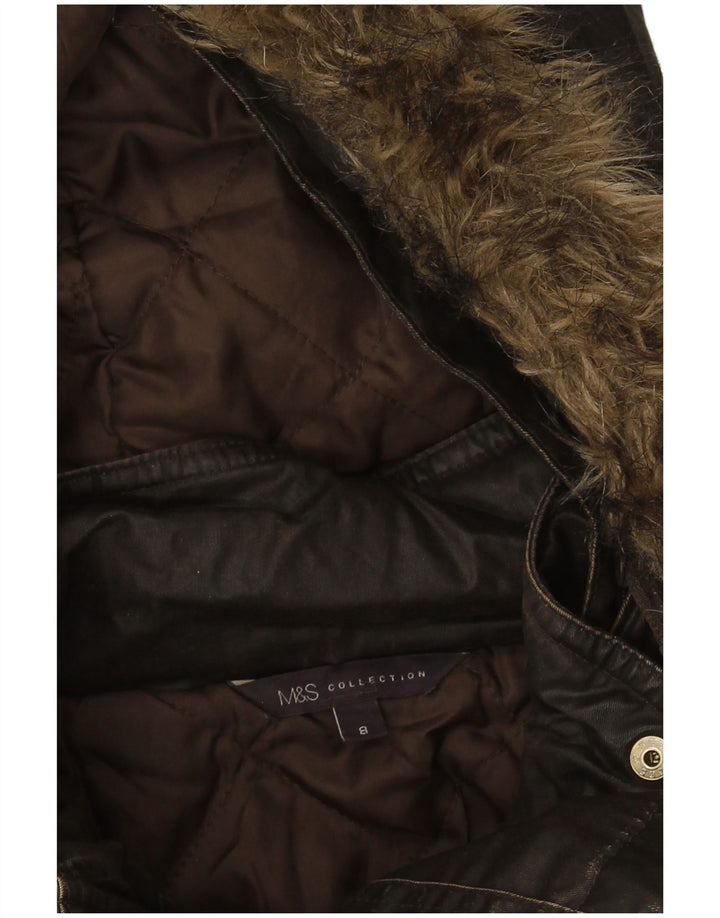 Giacca da donna in cotone cerato con cappuccio Marks & Spencer UK 8 Small Khaki