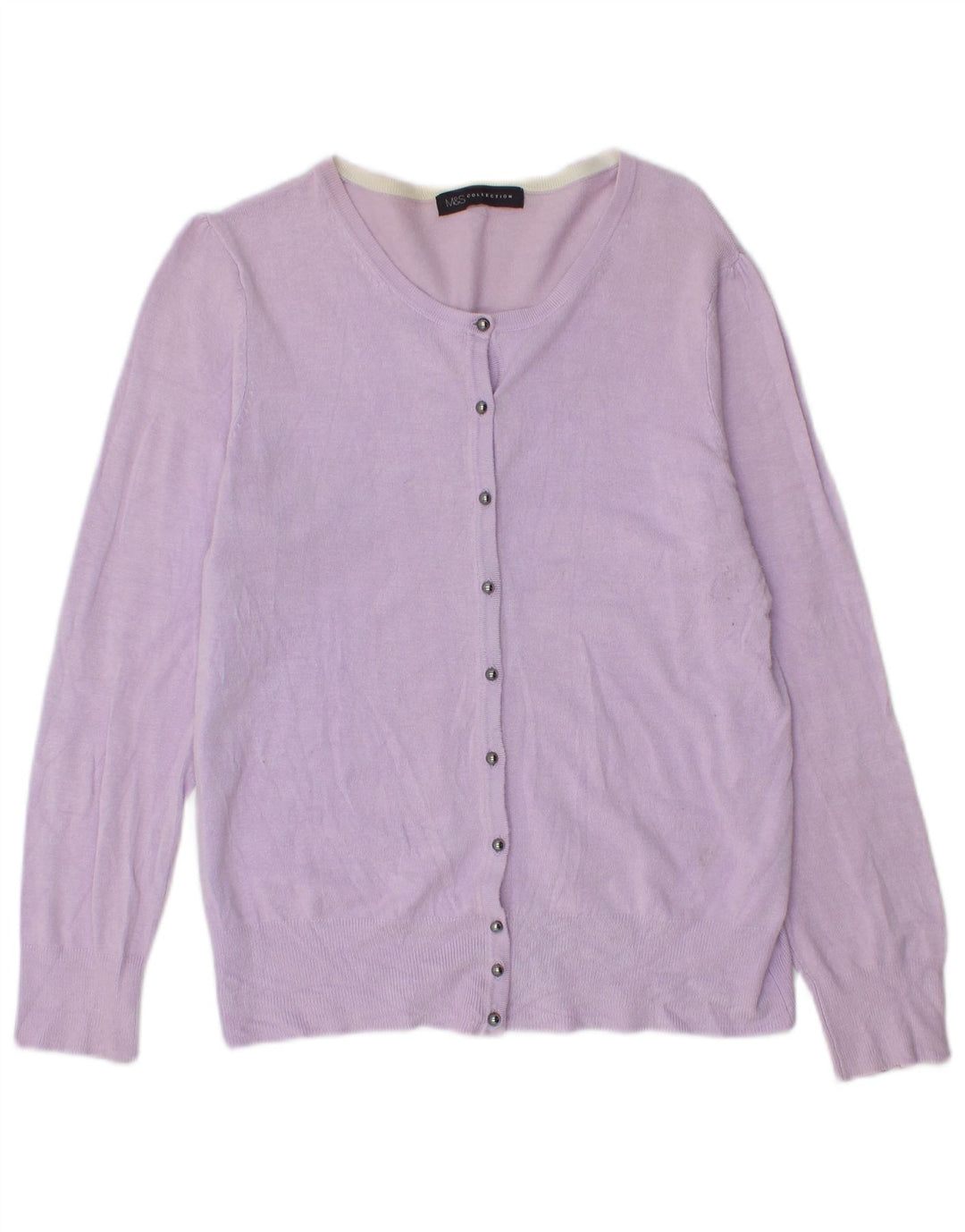 MARKS & SPENCER Maglione cardigan da donna UK 14 Viscosa viola medio