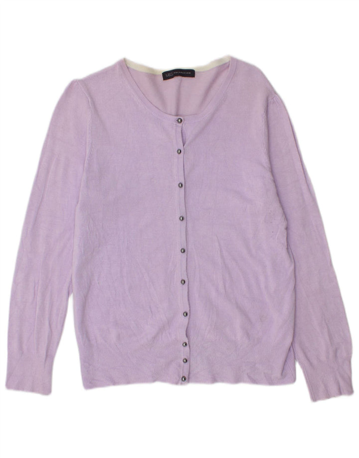 MARKS & SPENCER Maglione cardigan da donna UK 14 Viscosa viola medio