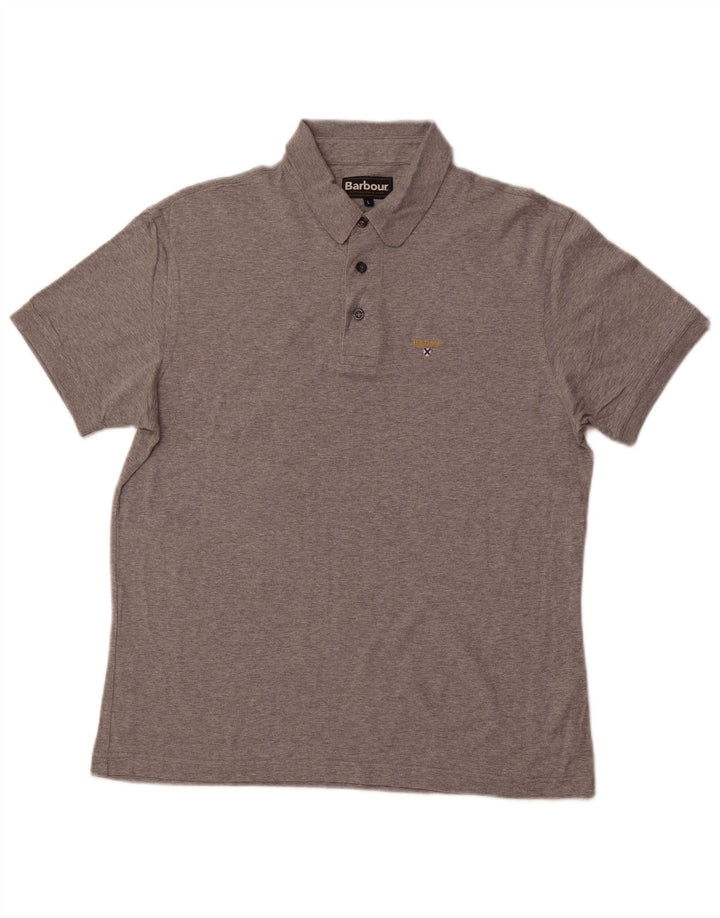 Polo da uomo BARBOUR grande in cotone chiazzato grigio