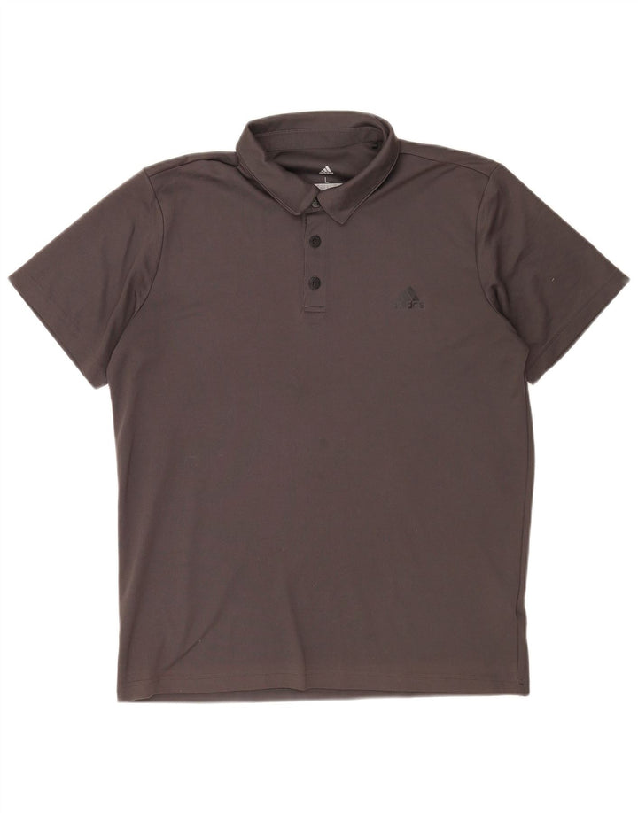 Polo ADIDAS da uomo Climalite grande in poliestere grigio