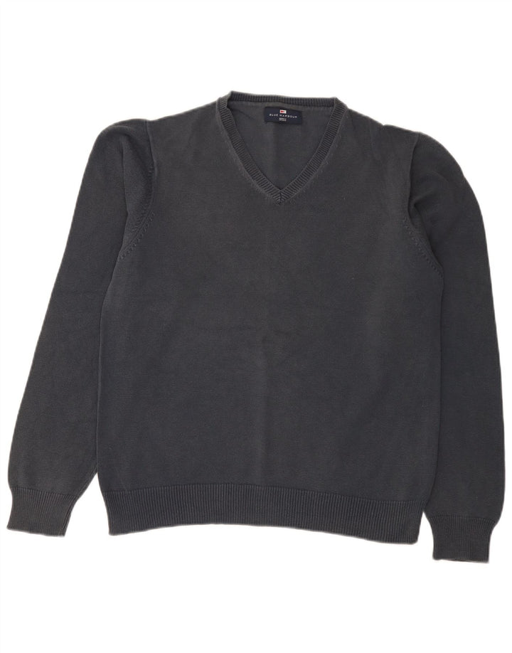 Maglione da donna con scollo a V Marks & Spencer UK 14 Cotone medio blu navy