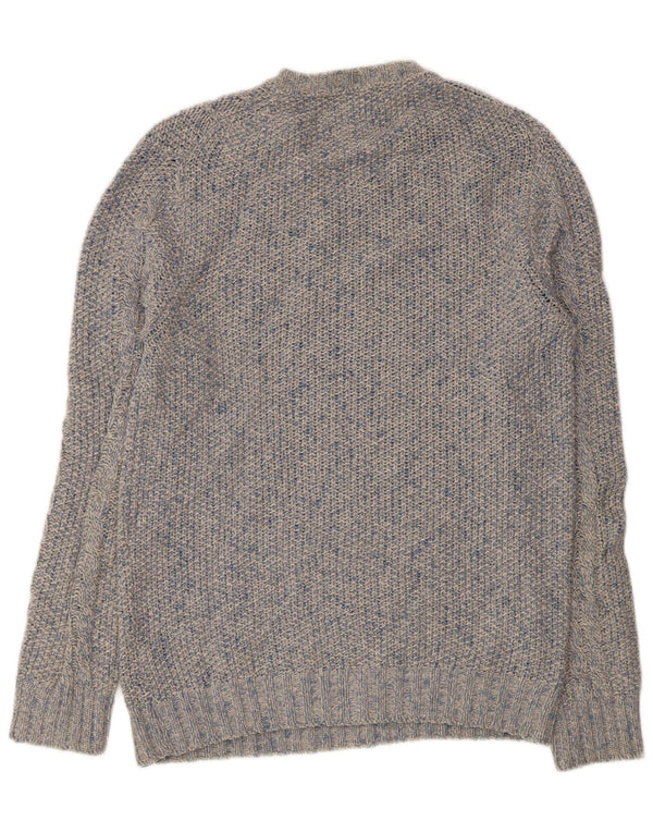 MASSIMO DUTTI Maglione da uomo girocollo maglione grande lana screziata blu