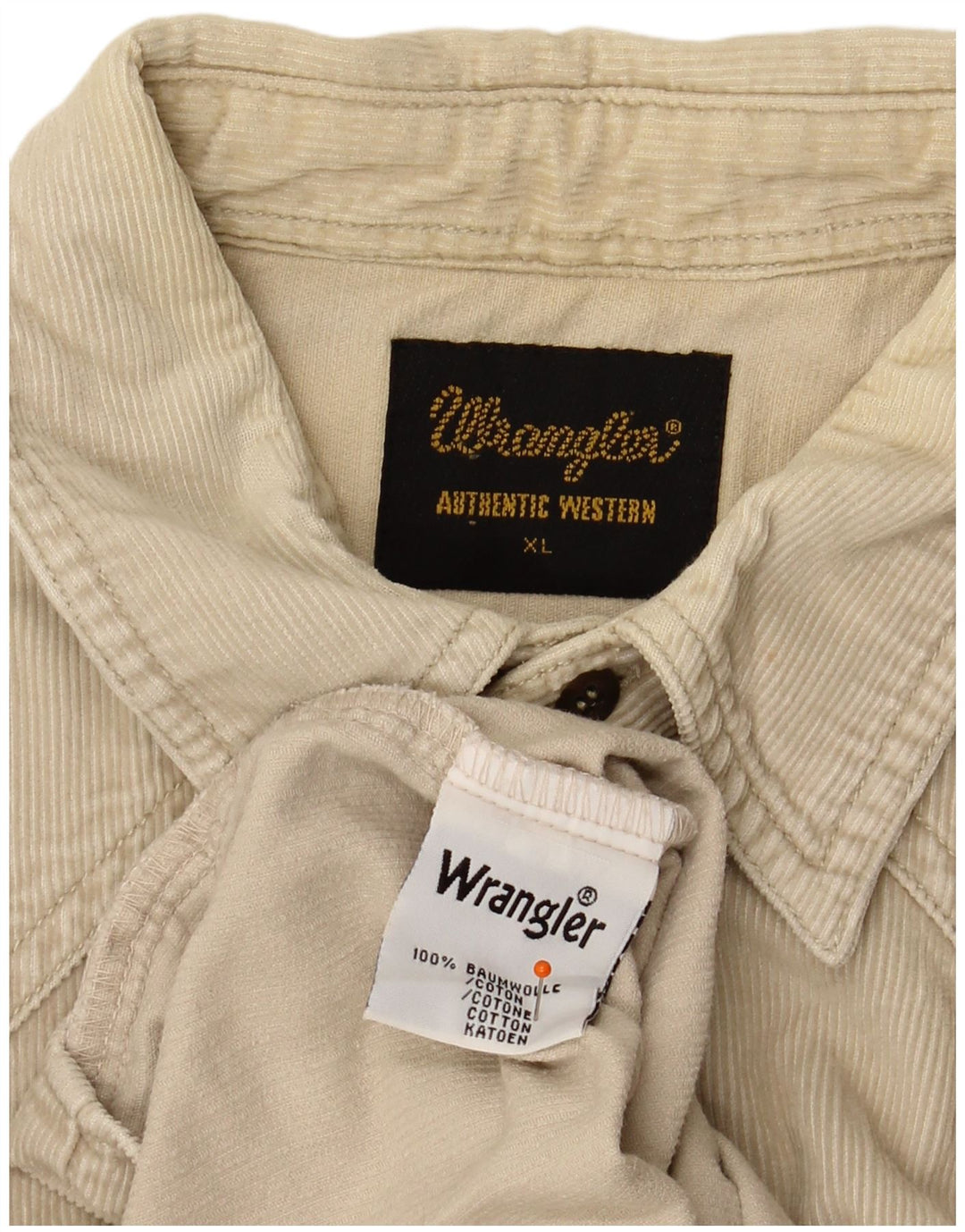 Camicia da uomo in velluto a coste western WRANGLER XL in cotone beige