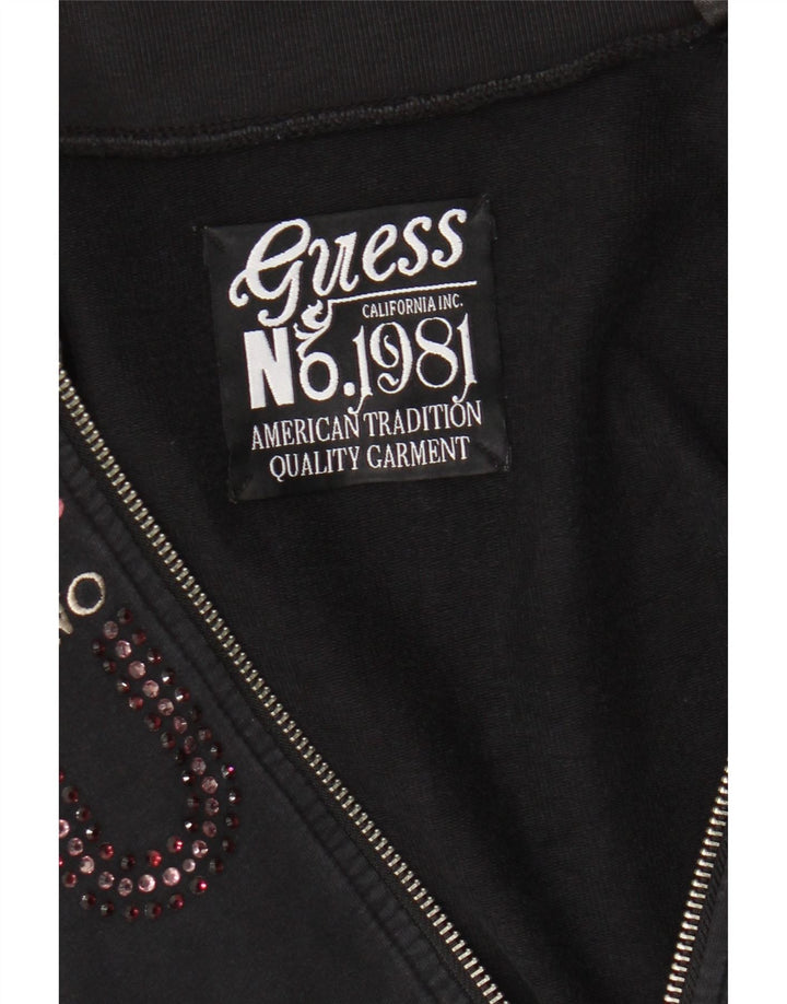 Guess Giacca da ginnastica grafica da donna UK 8 Small Nera