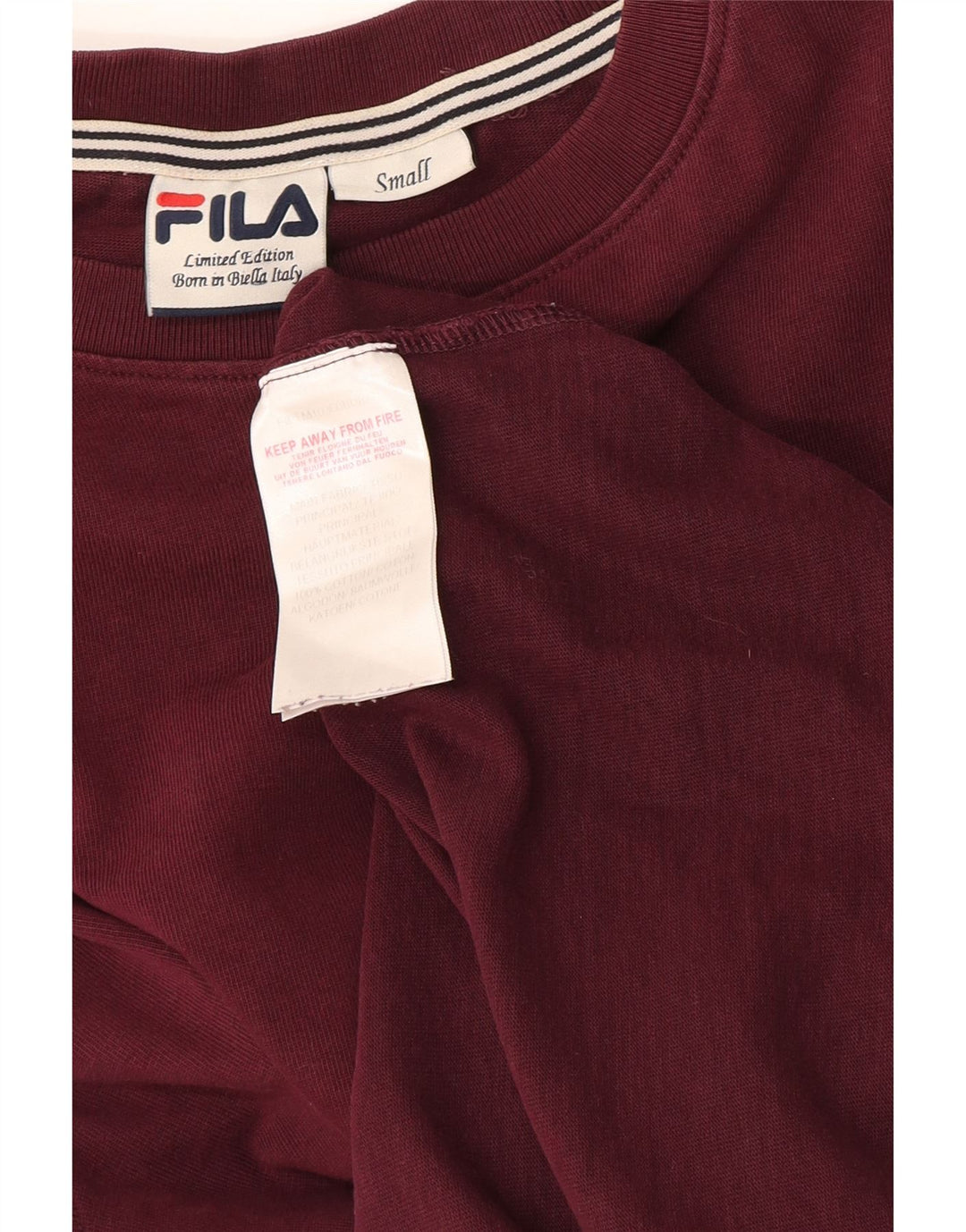 Maglia da uomo Fila a maniche lunghe piccola in cotone bordeaux