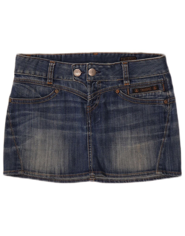 Mini gonna di jeans a vita bassa da donna Herrlicher W29 cotone blu medio