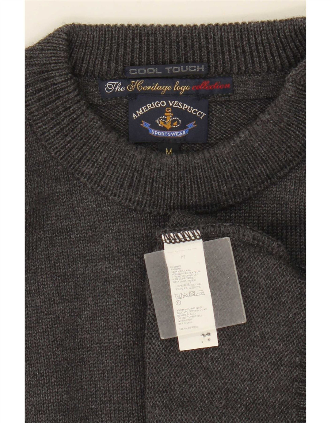 Maglione da uomo Amerigo Vespucci con collo a bottoni in lana grigio medio